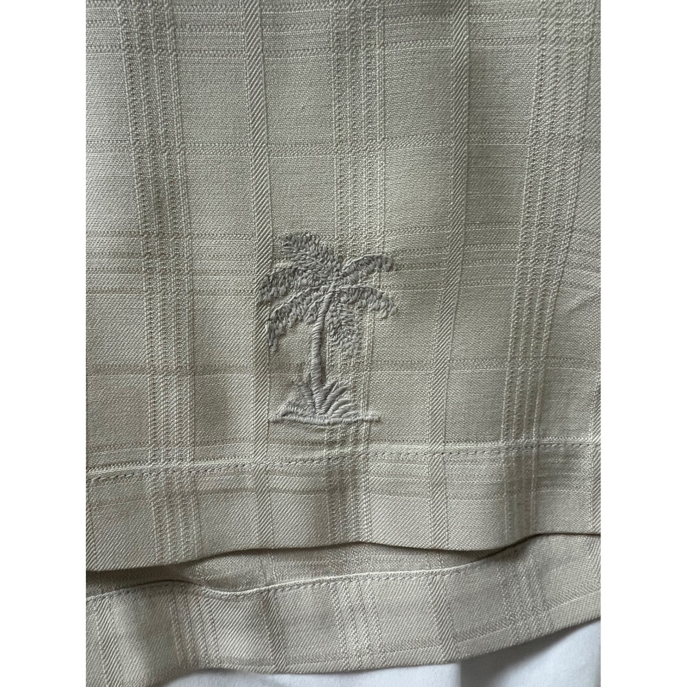 Tommy Bahama Mens Silk Camp Shirt Tan Beige Windowpane Plaid Short Sleeve L - Picture 6 of 8